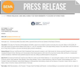 Press Release ABA Welcomes Five New Members to Board of Directors Press Release ABA Welcomes Five New Members to Board of Directors
